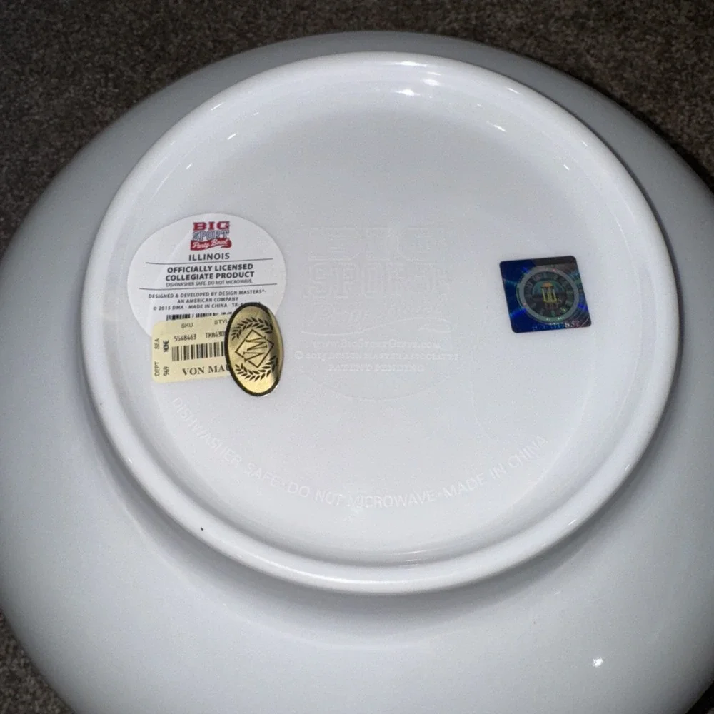 HUGE University Of Illinois Illini Large Serving Bowl Big Sport Party NCAA Split